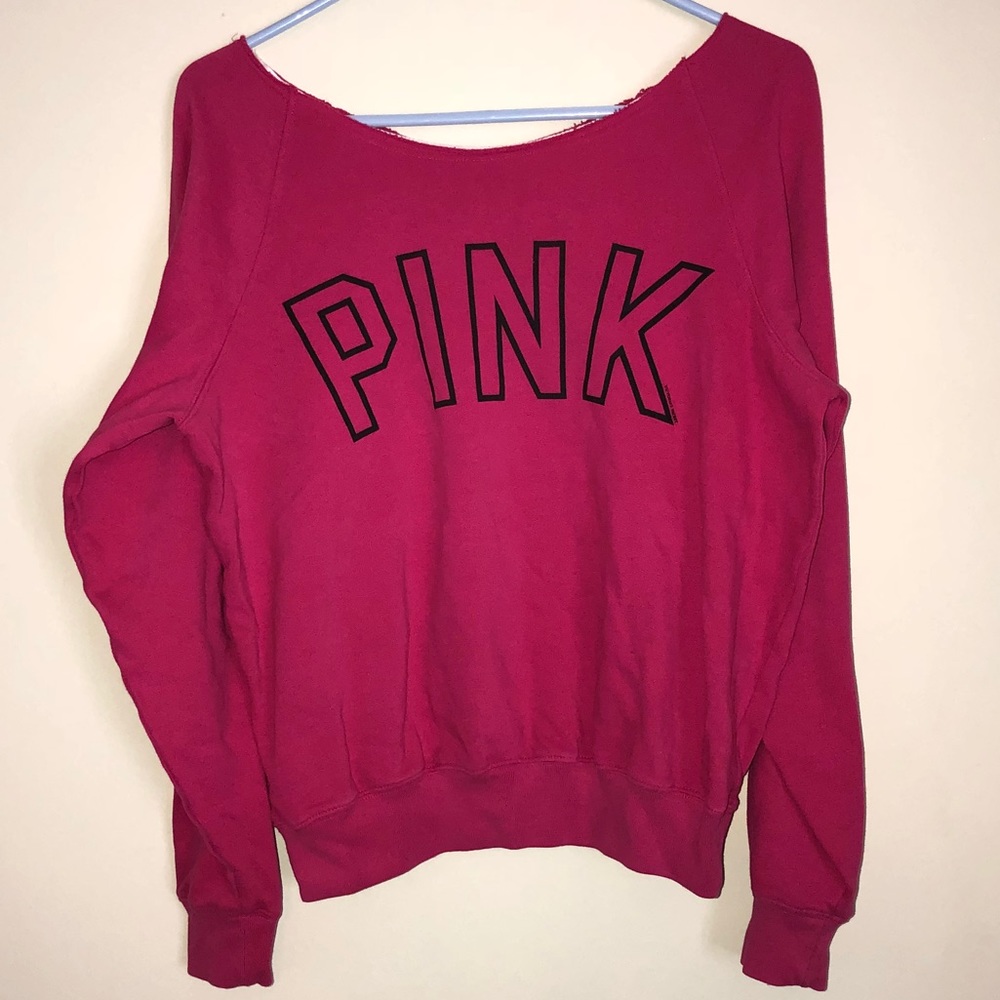 Pink VS Off the Shoulder Sweatshirt 💁🏼‍♀️